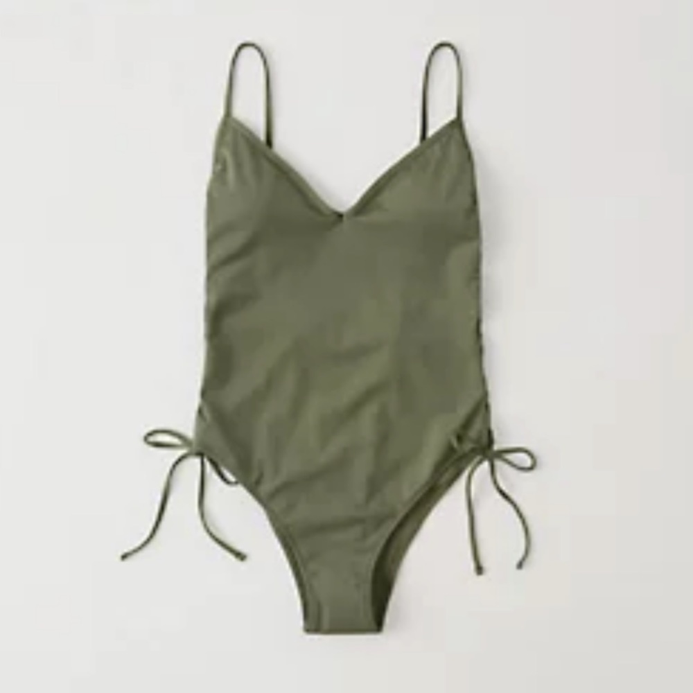 OLIVE GREEN SIDE LACE UP ABERCROMBIE ONE PIECE